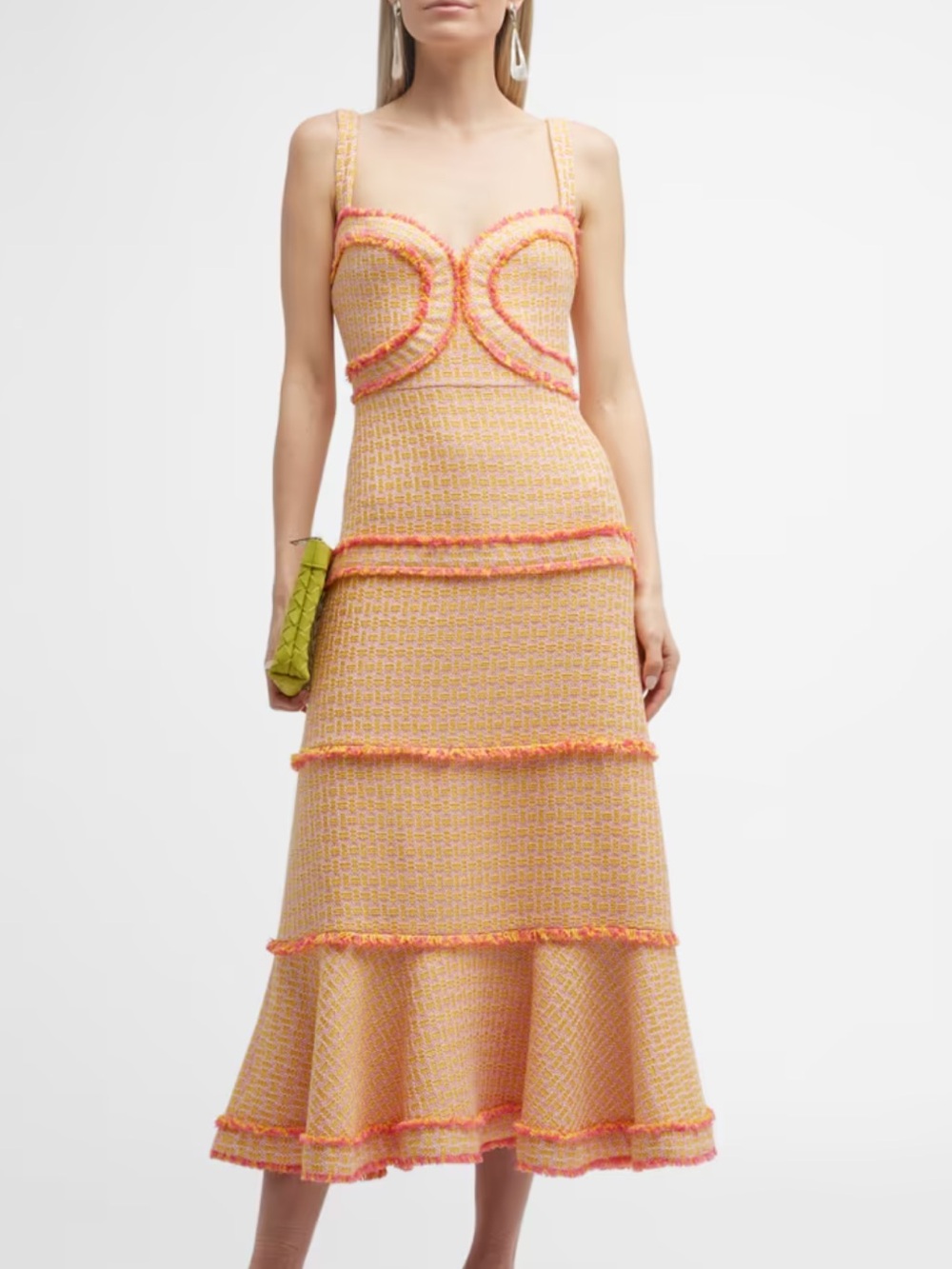 Alexis Peach and Coral Tiered Knit Midi Skirt - Picture 2 of 5